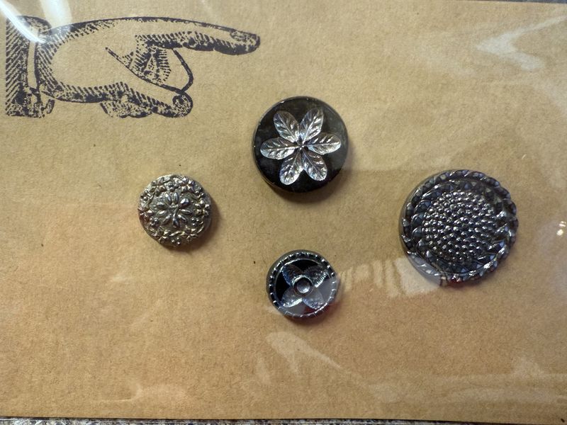 4-Victorian Cut Glass Silvered Buttons