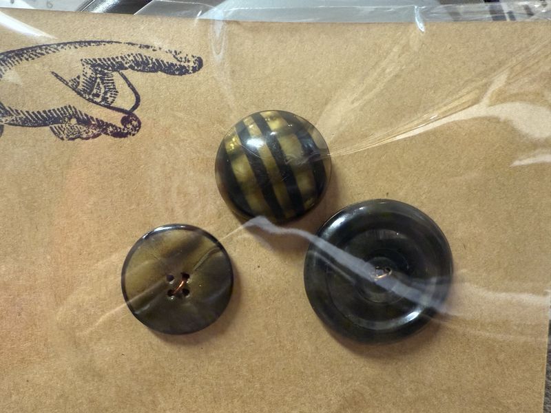 3 Vintage Buttons-One Glow Top Celluloid Bubble