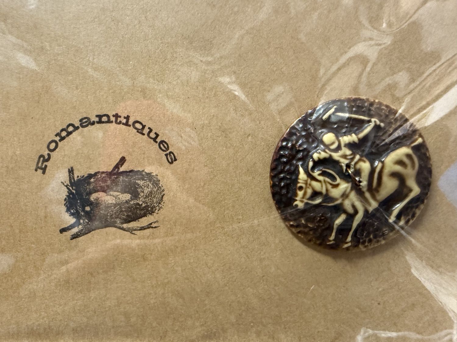 1 Large Vintage Plastic Polo Horse Button