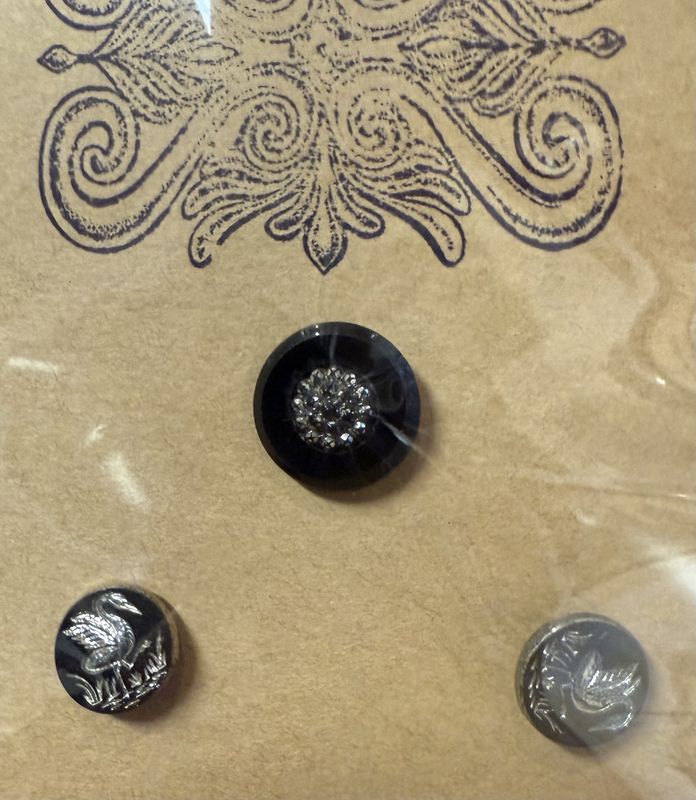 3 Victorian Glass - 2 Swan Picture Buttons