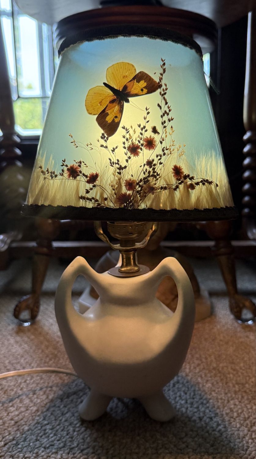Van Briggle Pottery Lamp with Original Shade