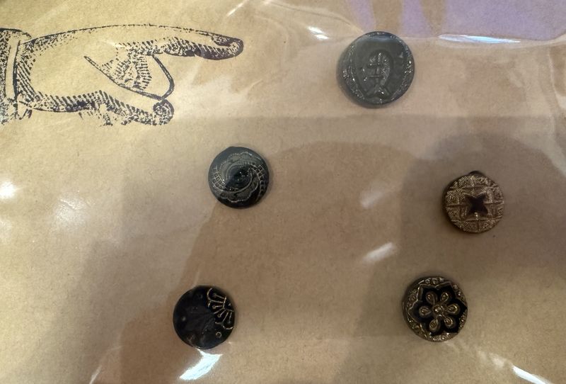 5 Antique Victorian Glass Buttons 1 Horseshoe