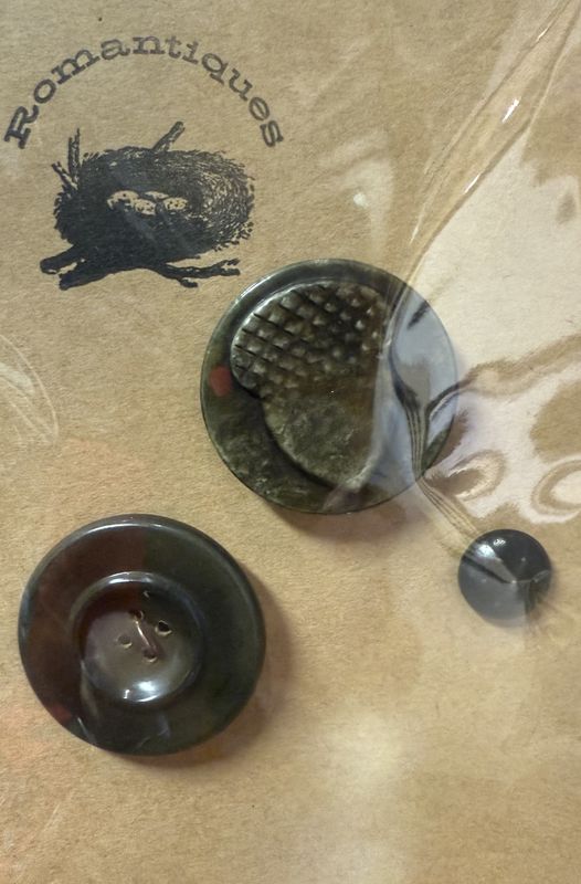 3 deco era Metal Back Buttons 1 Acorn