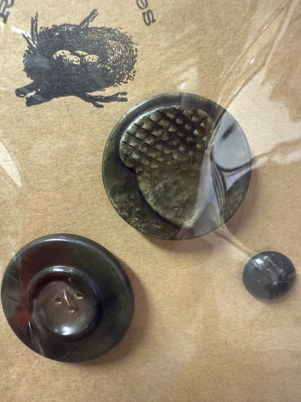 3 deco era Metal Back Buttons 1 Acorn