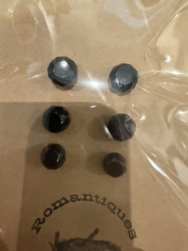 6 Deco Mourning Cut Glass Sphere Buttons