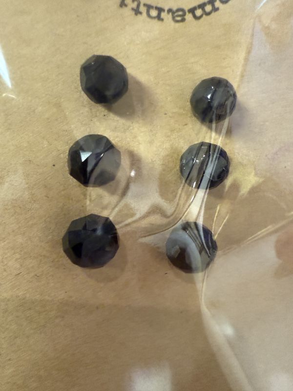 6 Deco Mourning Cut Glass Sphere Buttons
