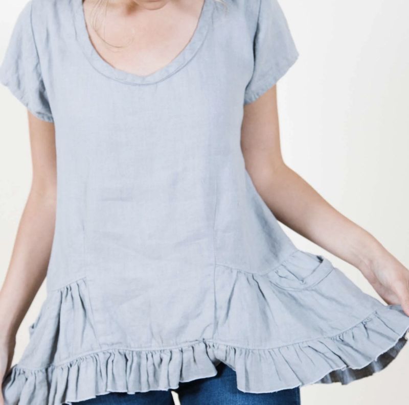 Zelda Flutter Top Cap Sleeve White XS Linen