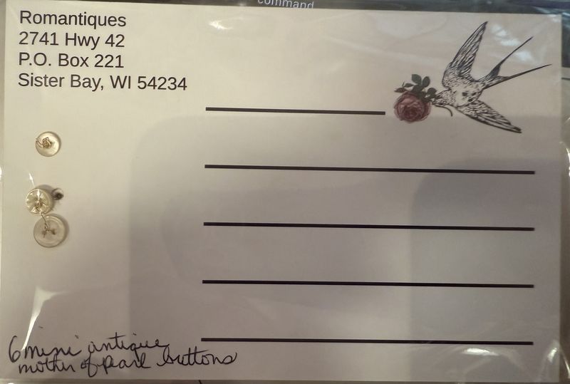 Swallow Postcard w/6 MOP Mini Buttons