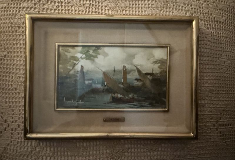 Original mini. oil painting  by L. Cagnin Port
