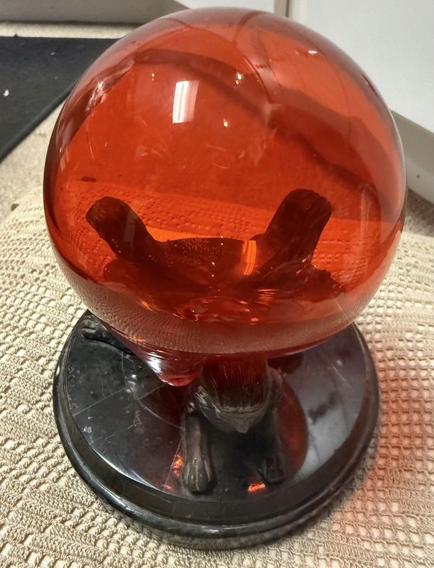 Mouth Blown Orange-Red Glass Sphere