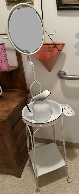 Antique Enameled Washstand Pitcher Bowl