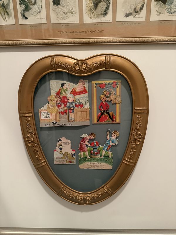 Antique Valentine in Rare Heart Frame