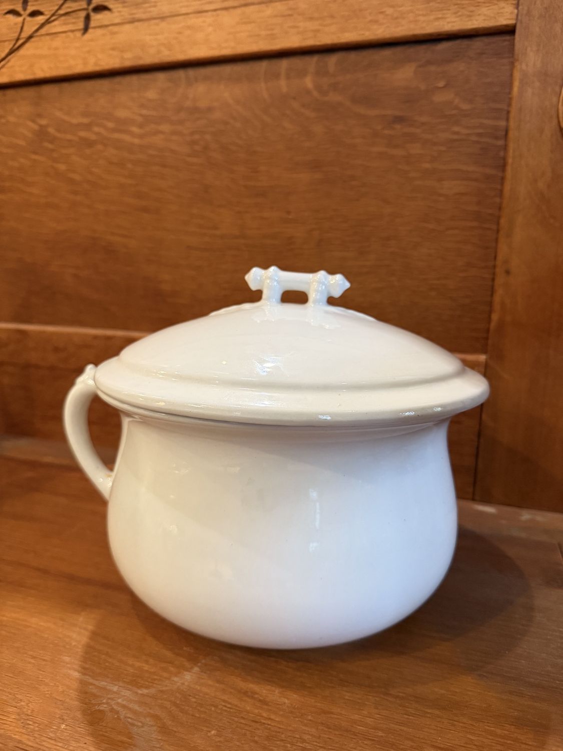 Ironstone Chamber Pot w/Lid Chips Jos. Bros.