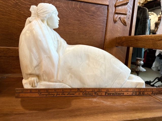 T. Washburn Carved Marble Native American Woman 1990