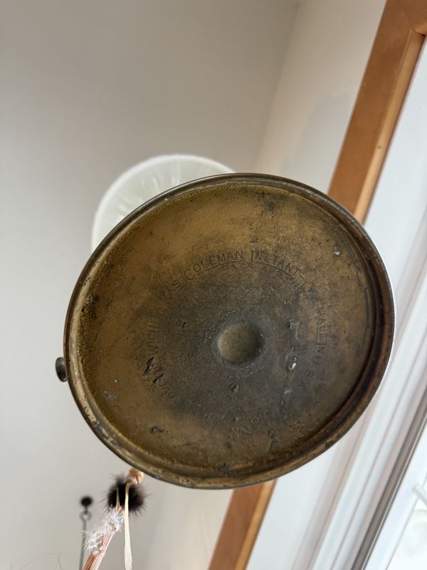 Coleman Oil Lamp Hanging or Table-Brass