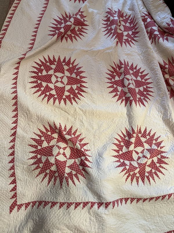 Red and Ecru Quilt