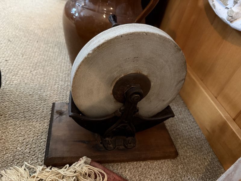Antique Whetstone Crank on Board