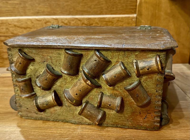 Tramp Art Wood Spool Box
