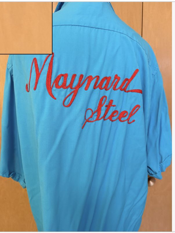 1950s Bowling Shirt "Ray" Maynard Steel" Loop Stitch