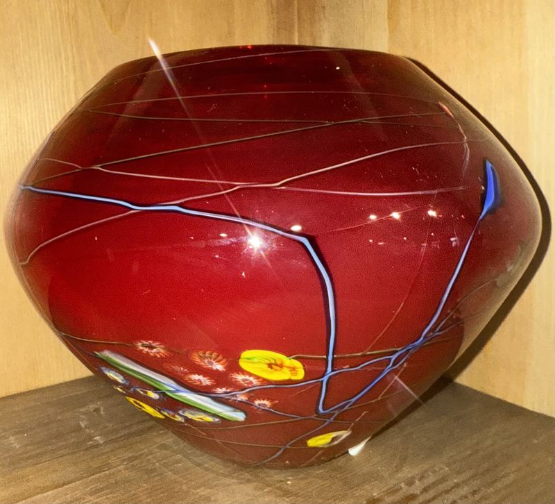Murano Glass Red Field Vase