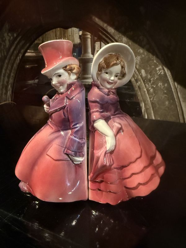 German Couple Porcelain Bookends