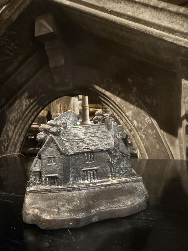 Cottage Scene Bronze Bookends