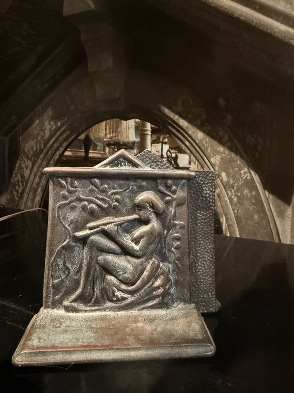Bronze &quot;Flute Player&quot; Bookends