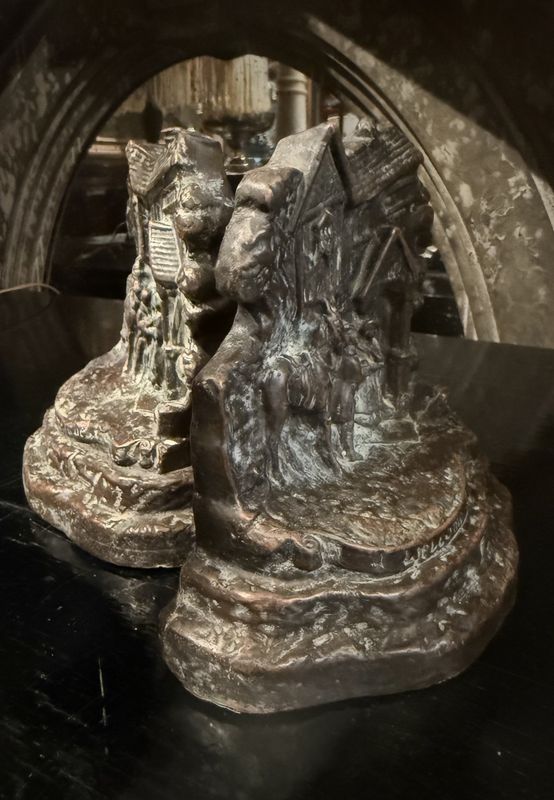 "A Welcome Guest" Bronze Clad Bookends