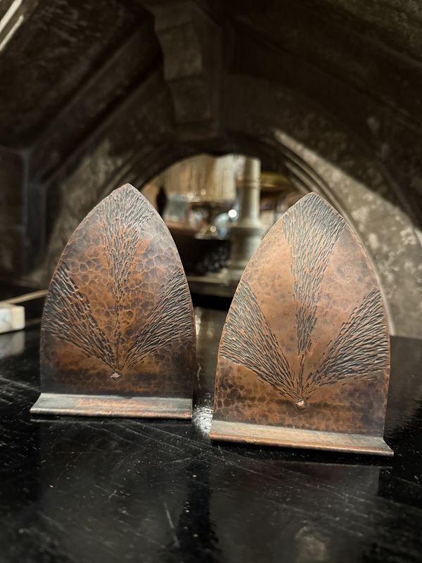 Arts and Crafts Copper Hammered Bookends
