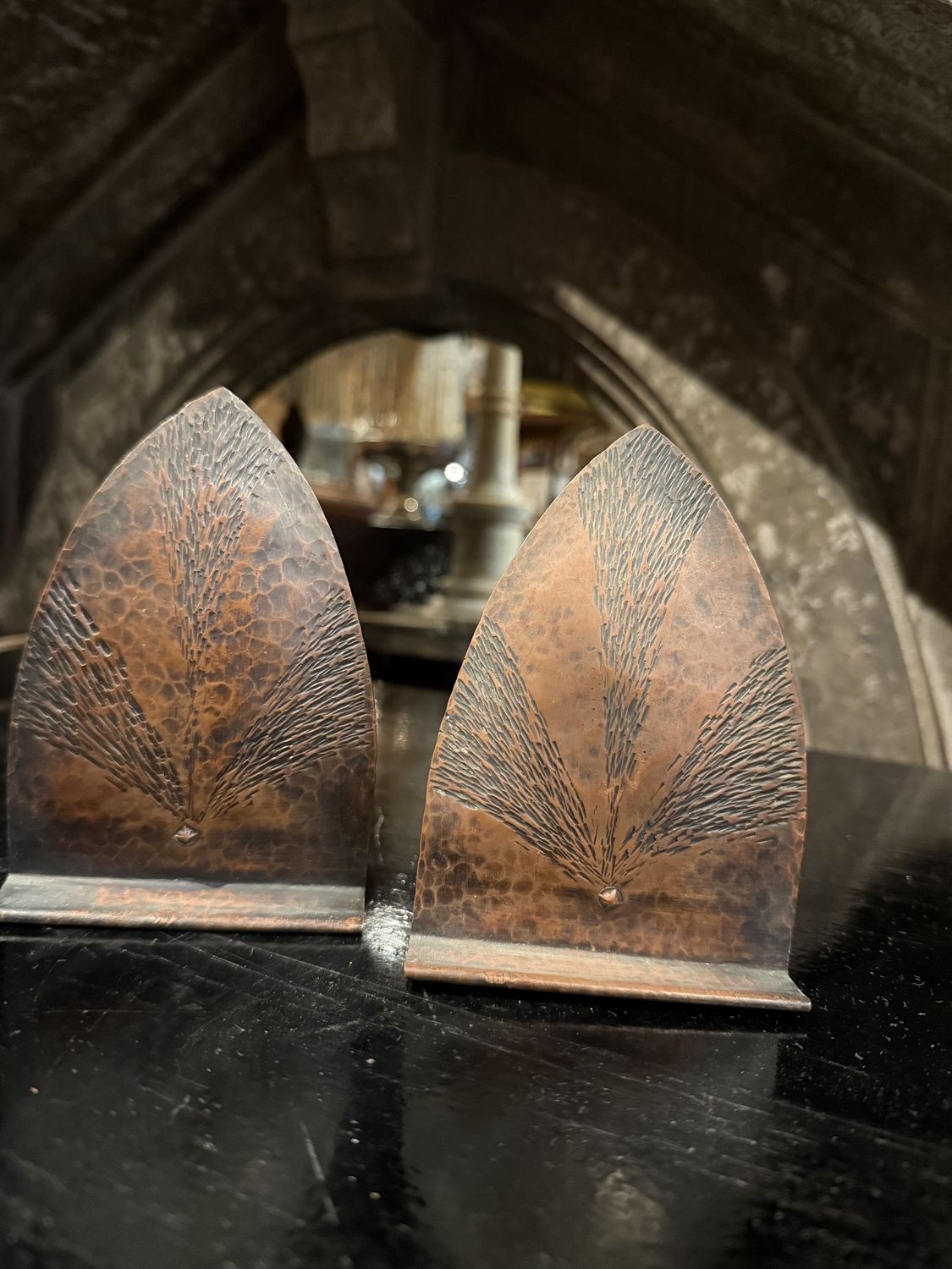 Arts and Crafts Copper Hammered Bookends
