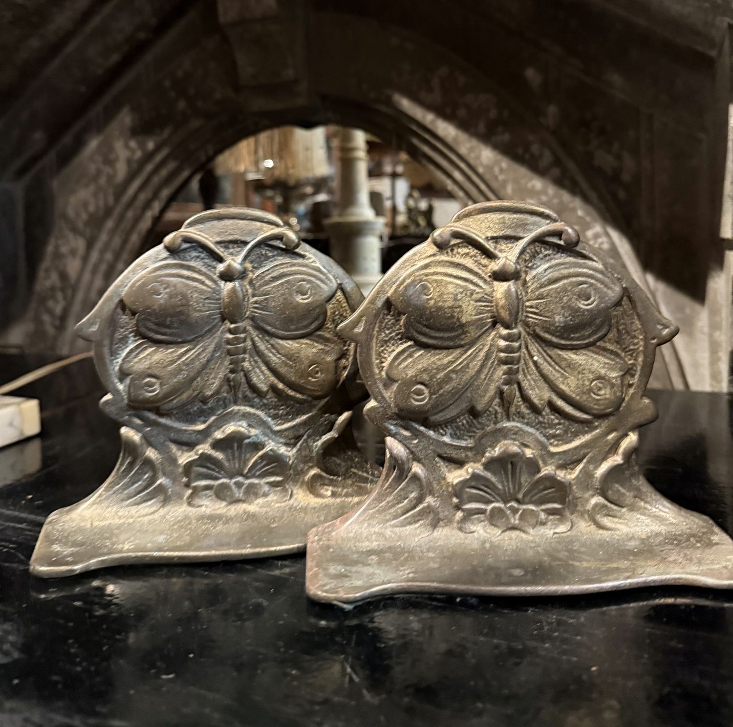 Nouveau Butterfly Bookends