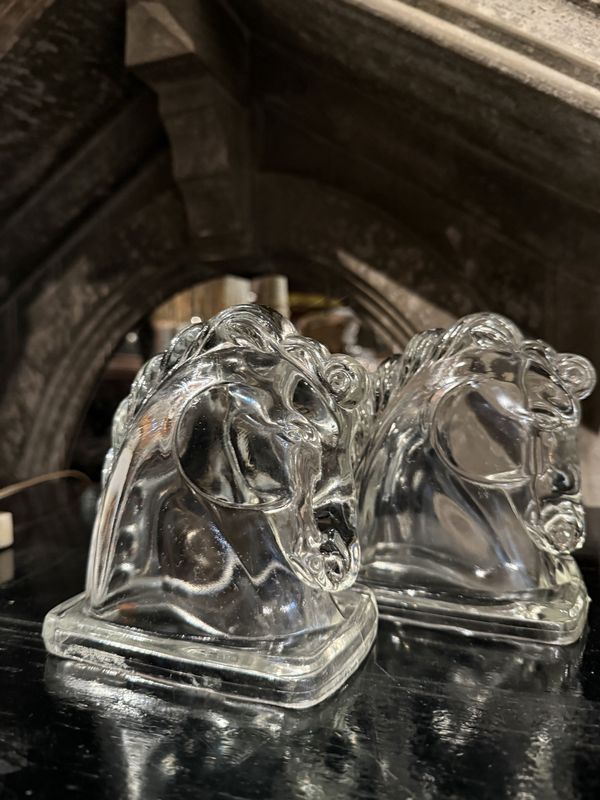 Glass Head 1940s Bookends Pair