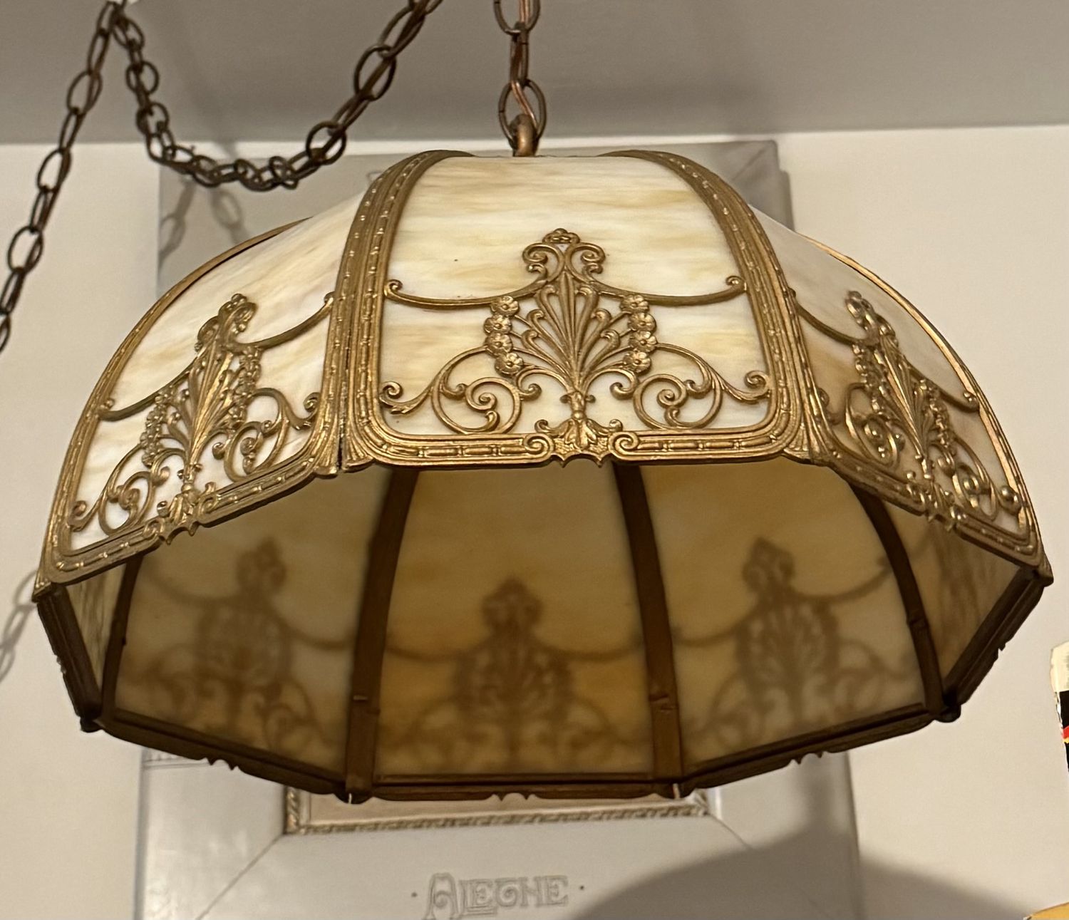 Hanging Slag Glass Lamp