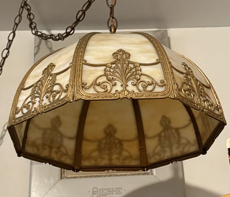 Hanging Slag Glass Lamp