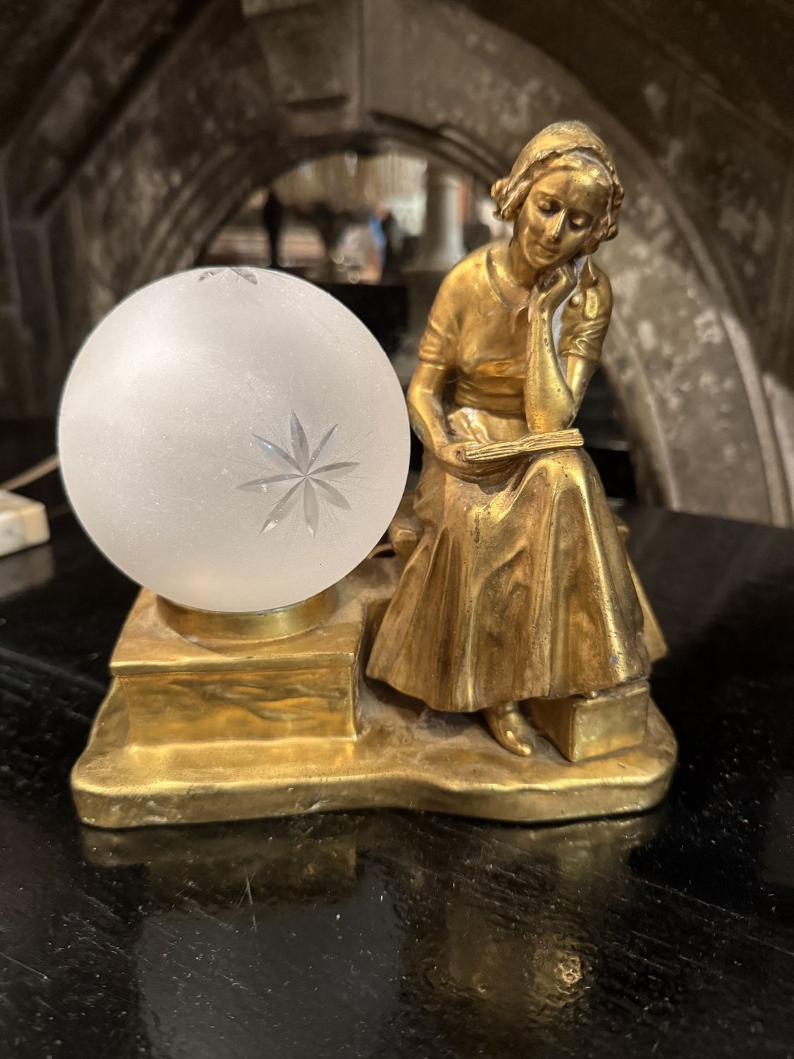 Deco Era Girl Reading Lamp