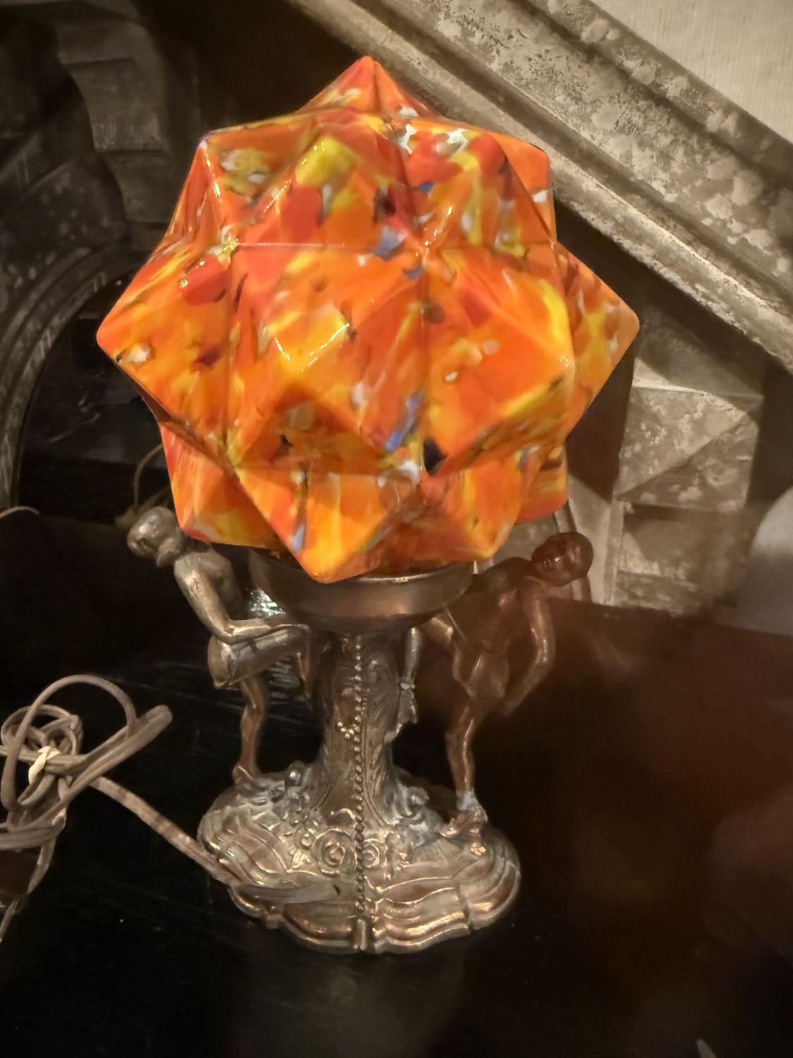 Deco Dancers Lamp Glass Globe Orange