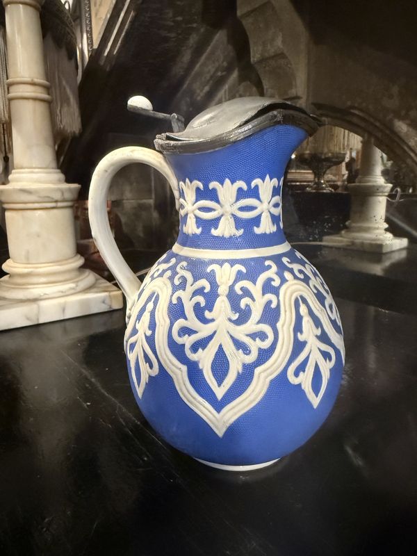 C. 1850 English Blue and White Zinc Lid