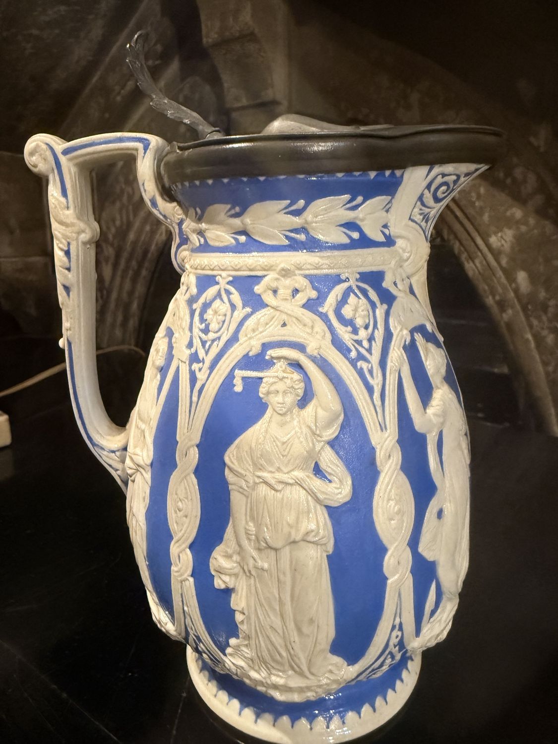 Victorian Bisque Classical Pitcher Zinc Lid