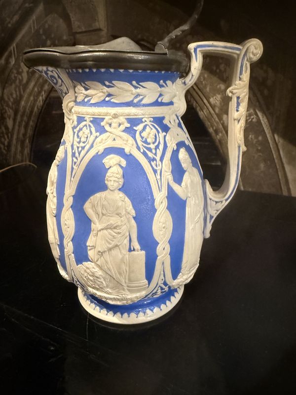 Victorian Bisque Classical Pitcher Zinc Lid