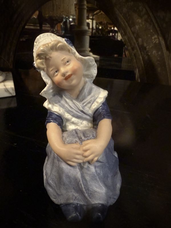 Antique Gebruder Heubach Dutch Girl Handmade Porcelain Figurine