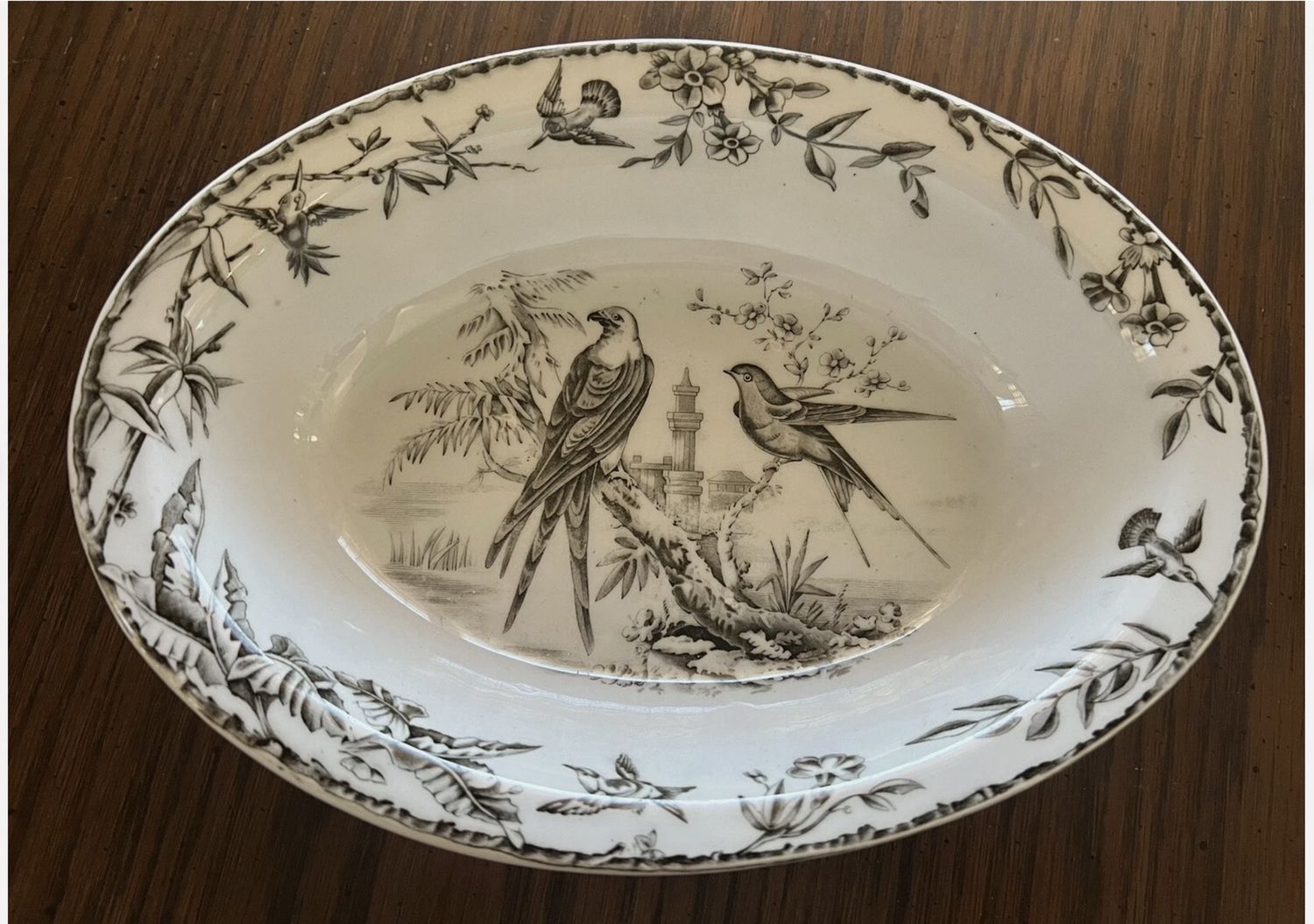 Antique English Ironstone Bird Serving Bowl