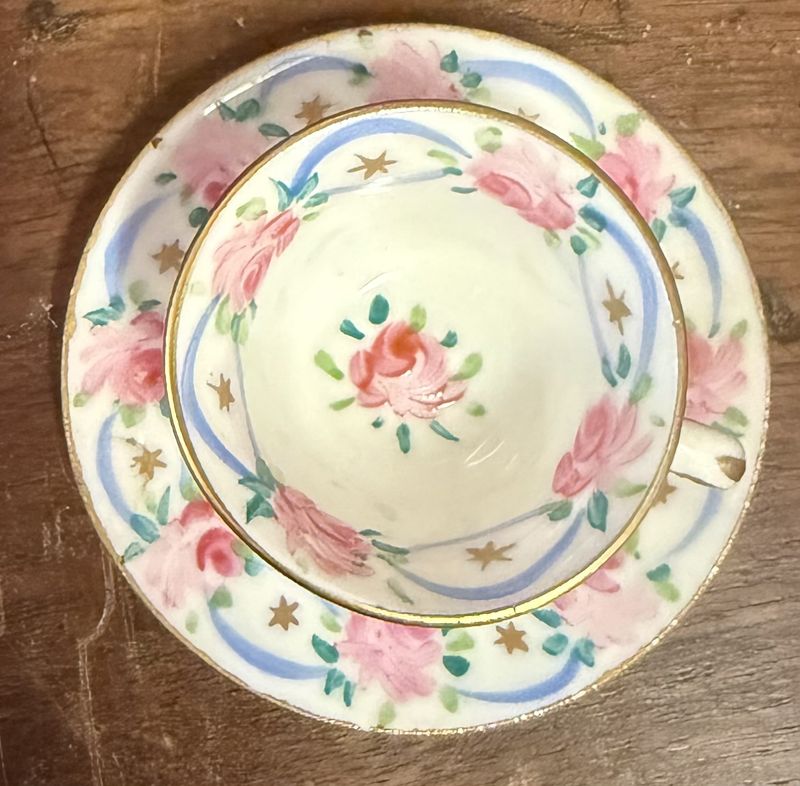 Foley China Miniature Cup &amp; Saucer Hand Painted Roses