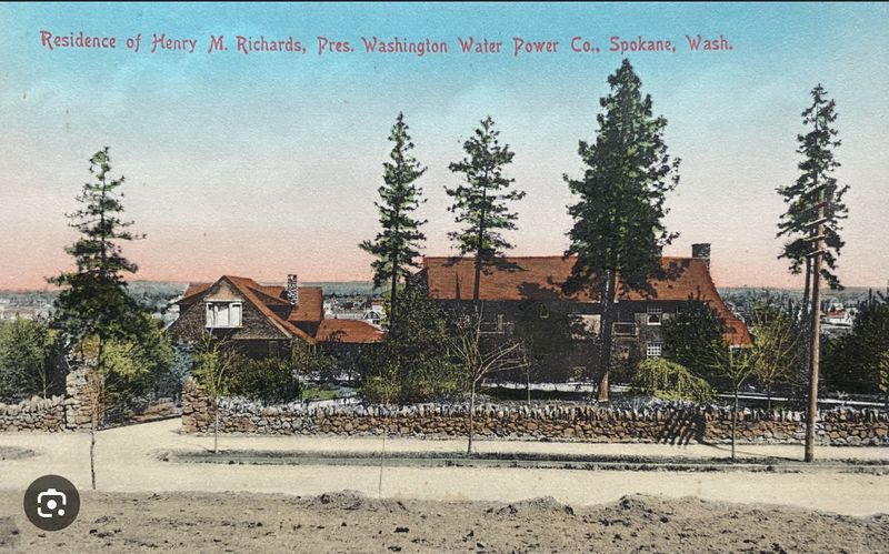 1908 &quot;Residence of Henry M Richards, Pres. Washington Power Co. Spokane Wash. Photo Postcard