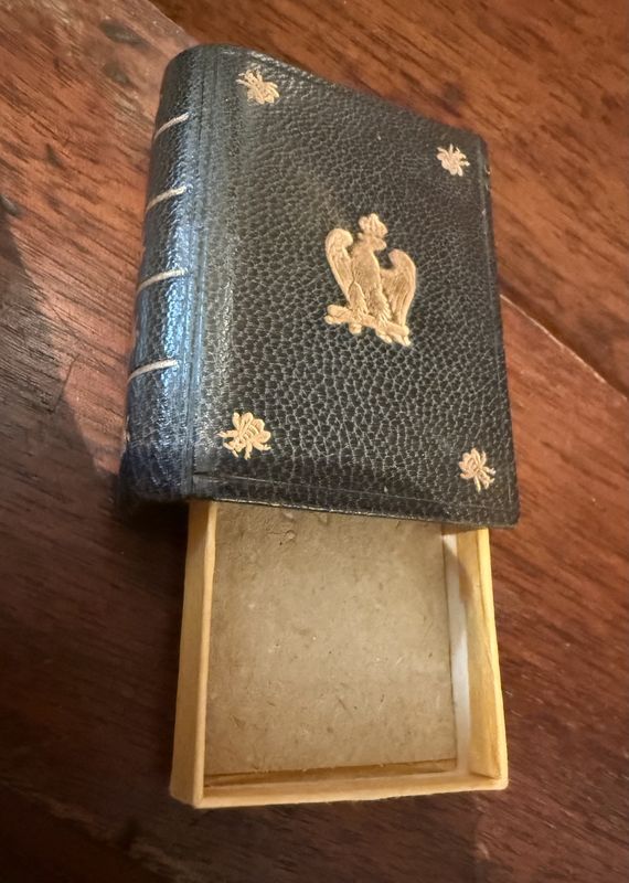 Vintage Leather Bound Mini Book Matchstick Box