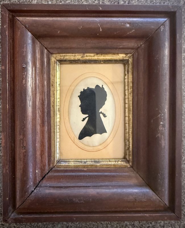 Antique Silhouette in Original Heavy Wood Frame
