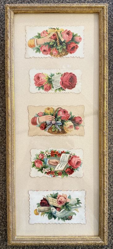 Five Framed Victorian Calling Cards