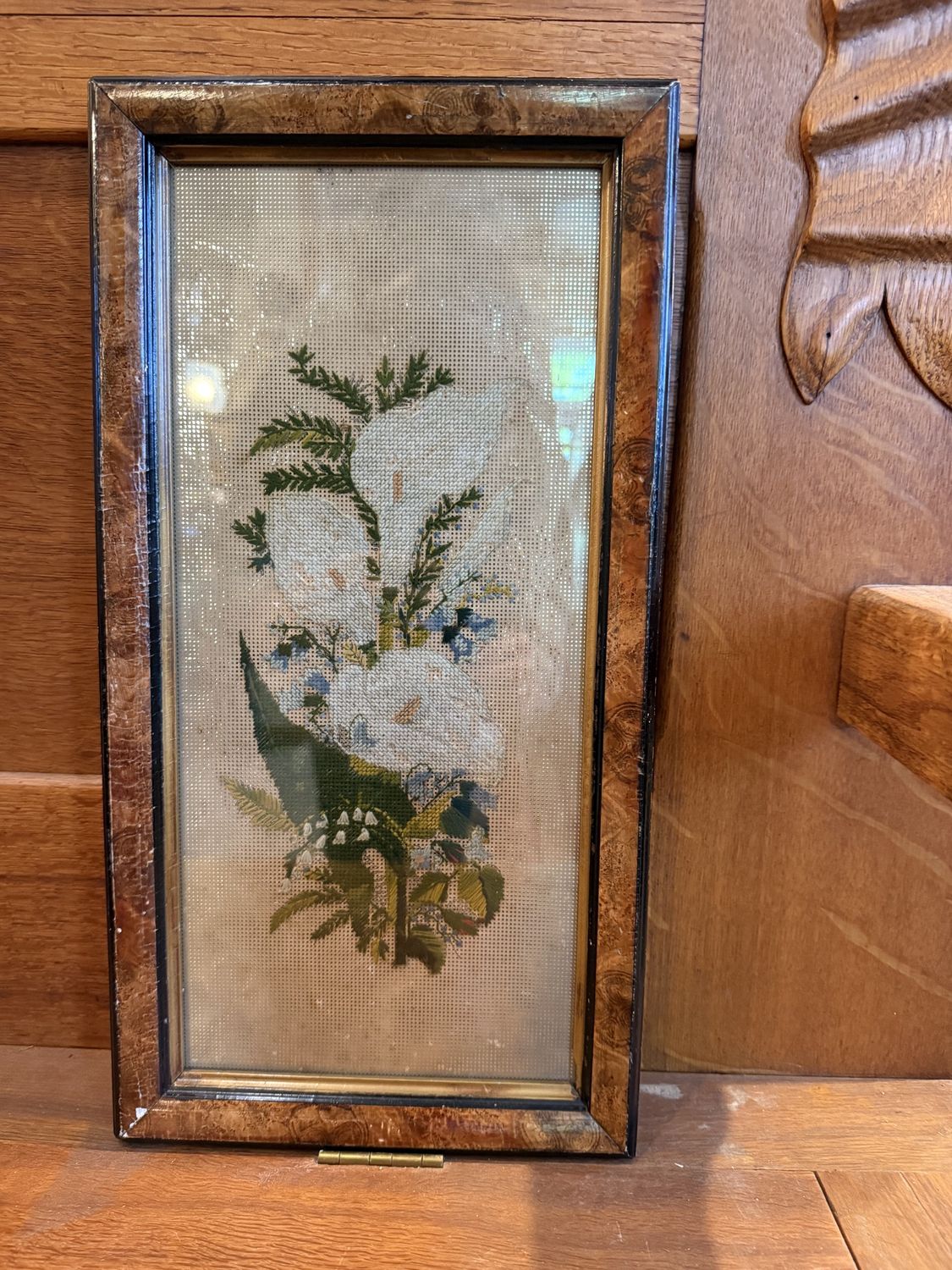 Victorian Framed Punch Work Lilies