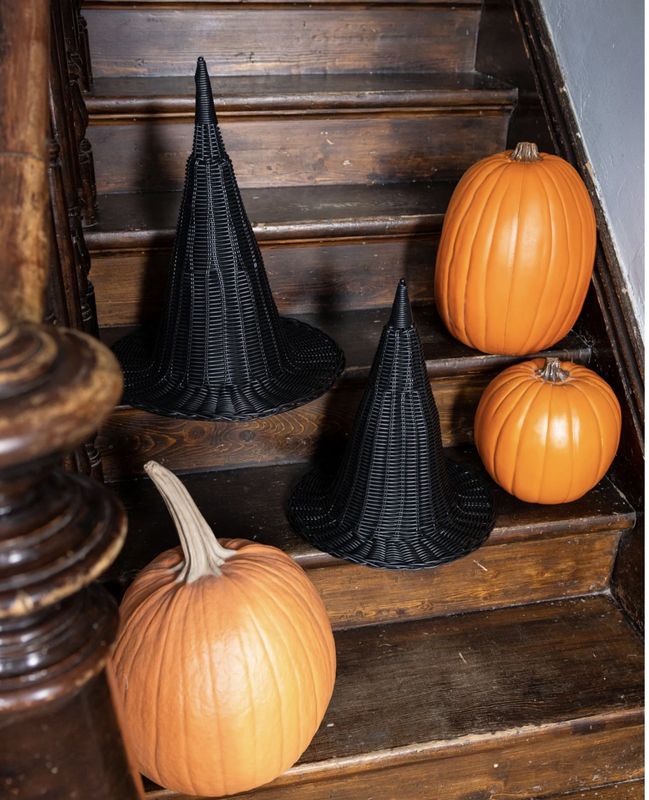 Faux Wicker Woven Witch Hat - 18&quot; Halloween Decoration