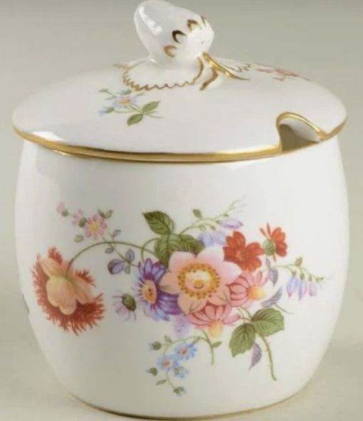 Royal Crown Derby -&quot;Derby Posies&quot; Jam Pot (W/Original Harrod&#39;s Sticker) Strawberry Finial