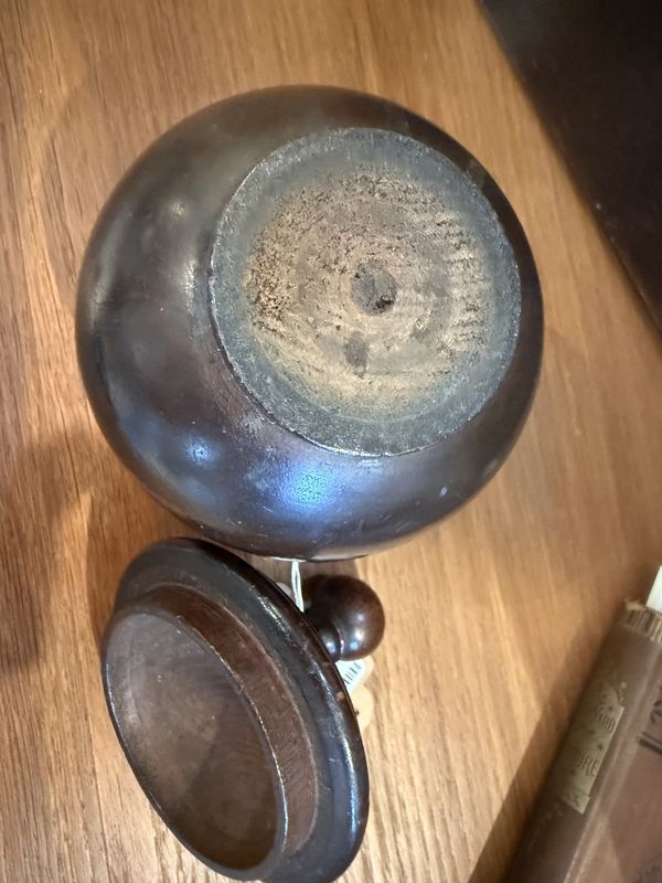 Antique Treen Box with Stem and Finial